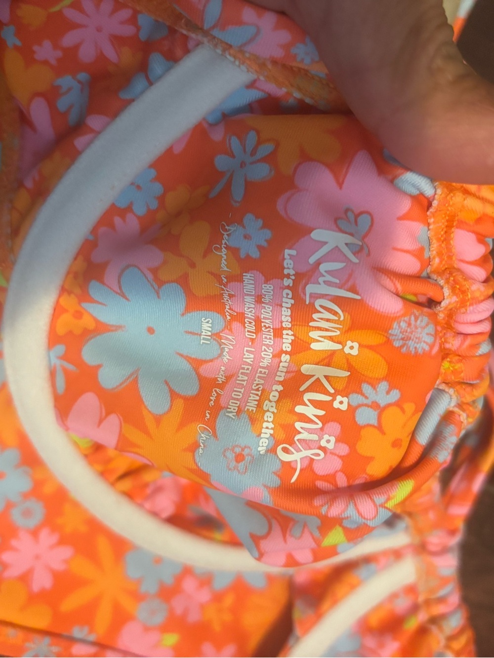 Kulani Kinis Orange women swimsuit Bikini with Pink & Light Blue Flowers - Picture 7 of 9